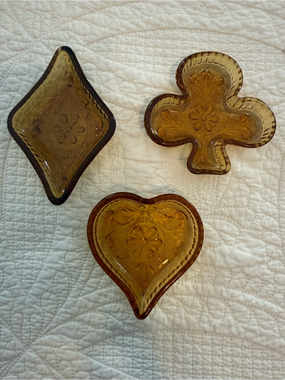 Vintage Indian Glass Trinket Dishes - Card Suites